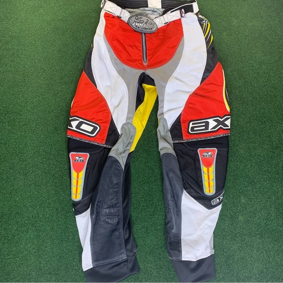 AXO Sport Racing 2007 Moto Champion Motocross Pants Sz 32 Red Black Yellow Y2k - Picture 1 of 12